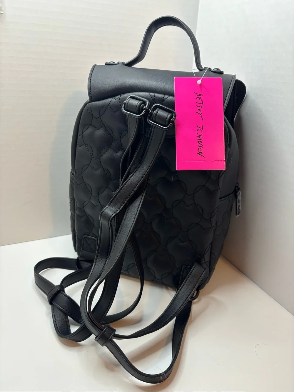 Betsey Johnson Cute Black Pug Face Backpack with Pink Sequin Ears